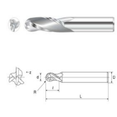3 Flute Solid Carbide Ball Nose End Mill